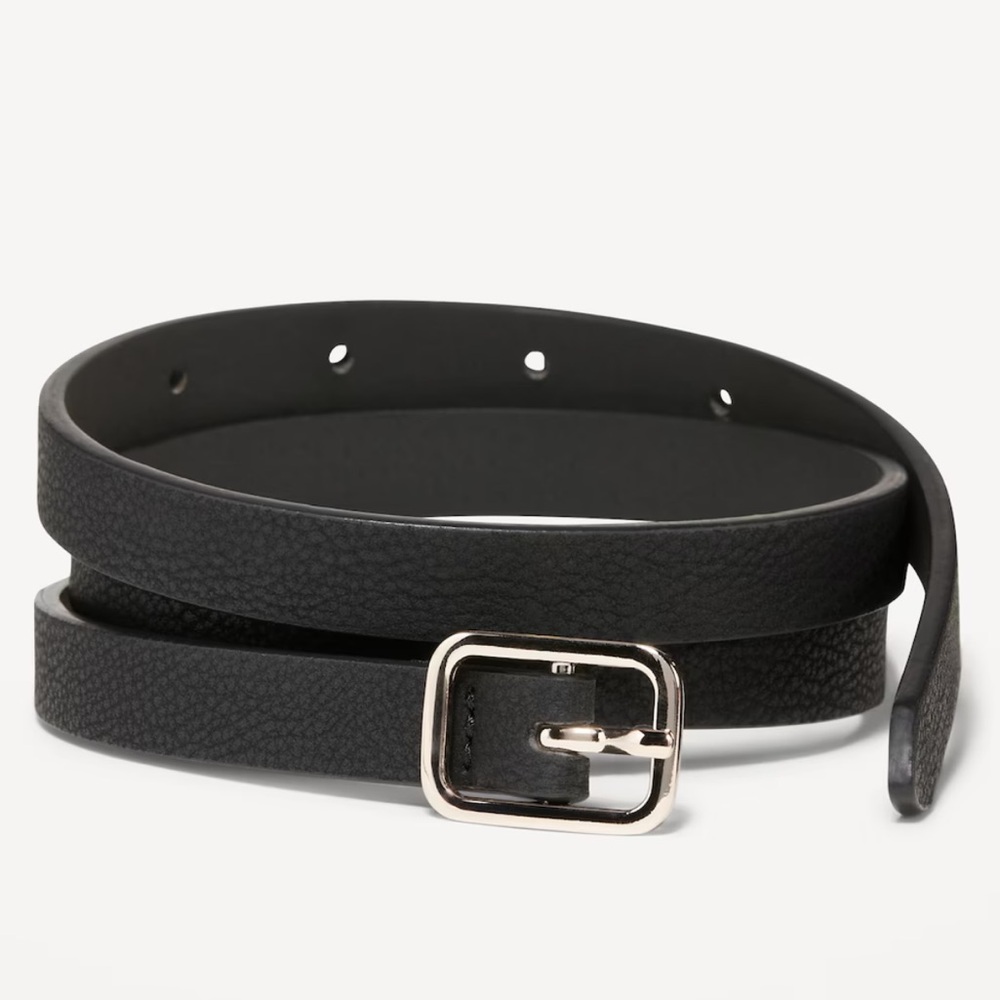 Slim Faux Textured-Leather Belt 2x/3x
